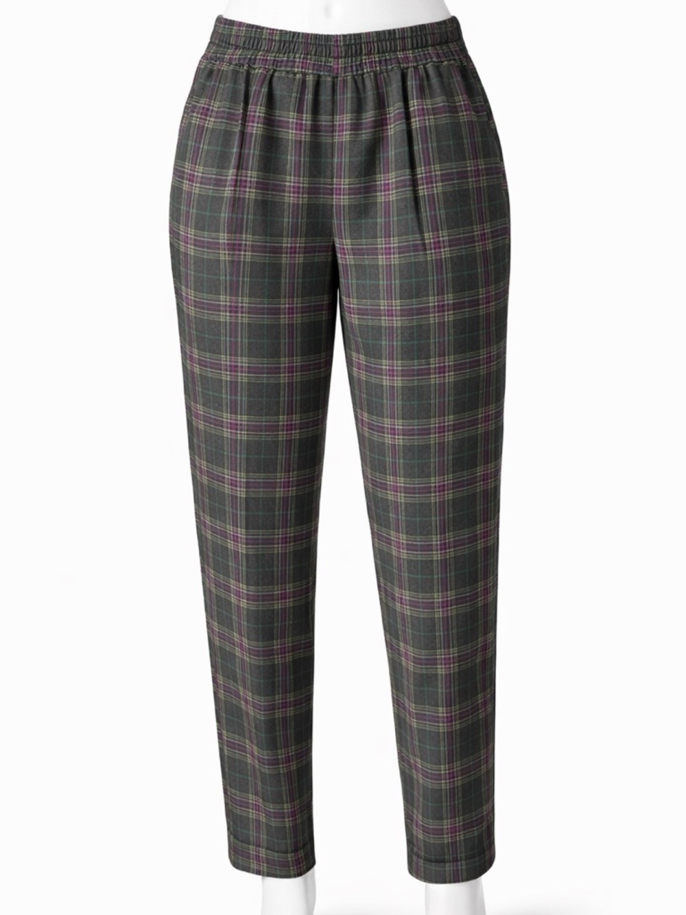riley and rae Olive Green Plaid Casual Trousers size small
